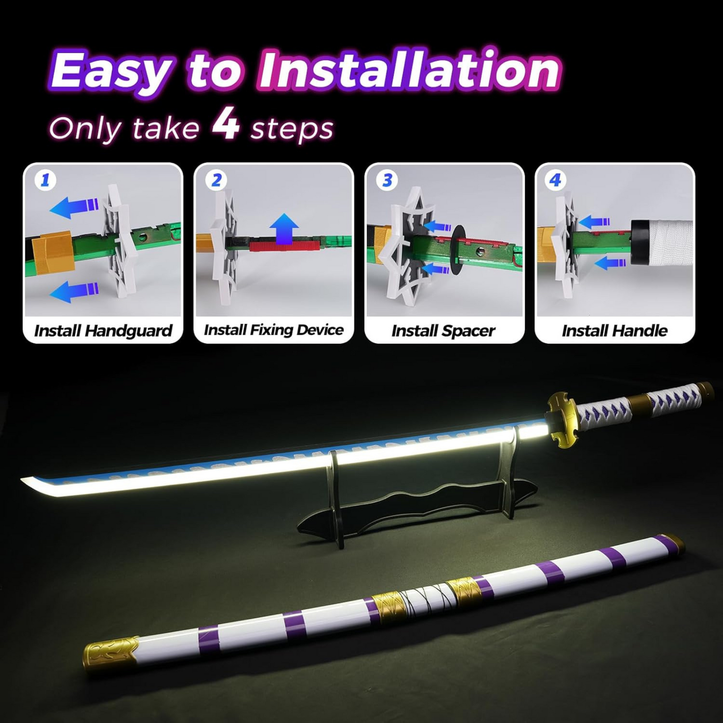 One Piece: Rorono Zoro Cosplay Replica Led Katana - 40 inches Rechargeable