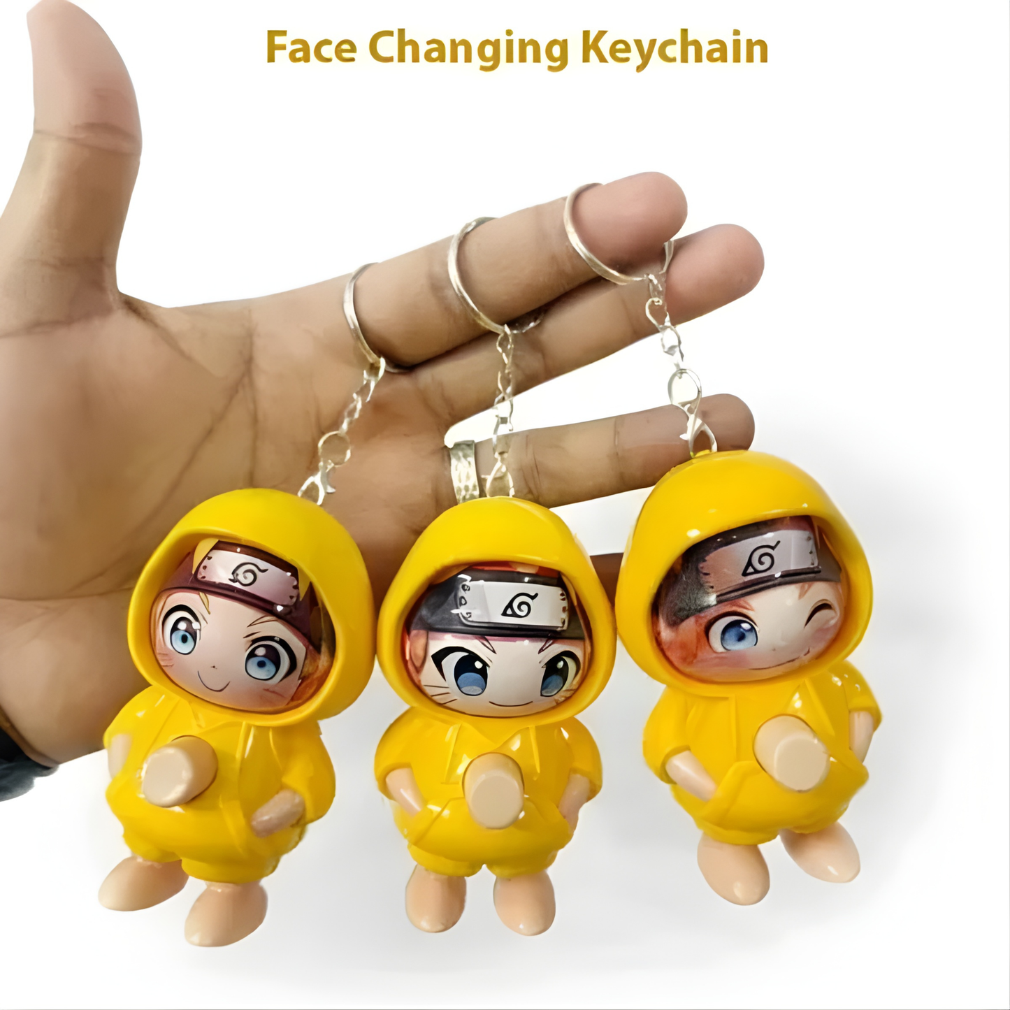 Naruto Face-Change Keychain – 3 Expression Anime Figure