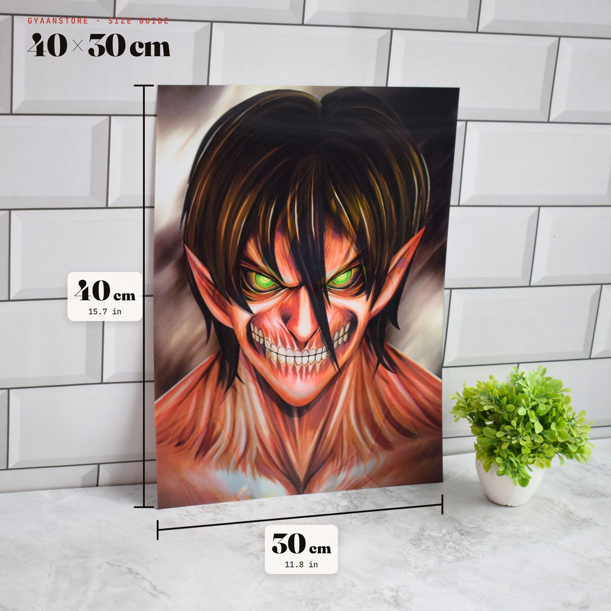 Attack on Titan Eren Yeager Titan Shift 3D Lenticular A3 Poster – size guide 40 x 30 cm