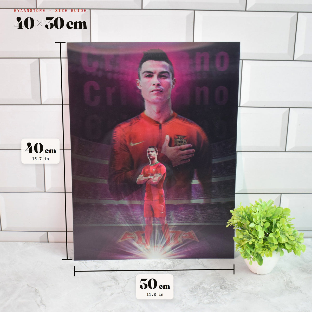 Cristiano Ronaldo Man United, Al Nassr & Juventus 3D Lenticular A3 Poster – size guide 40 x 30 cm