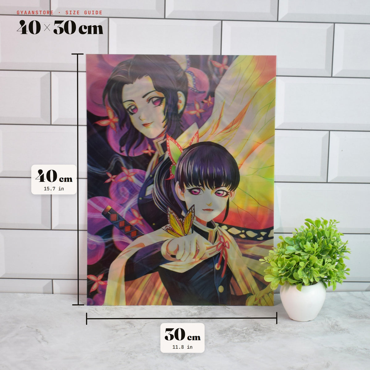 Demon Slayer Kanao, Giyu & Rengoku 3D Lenticular A3 Poster – size guide 40 x 30 cm