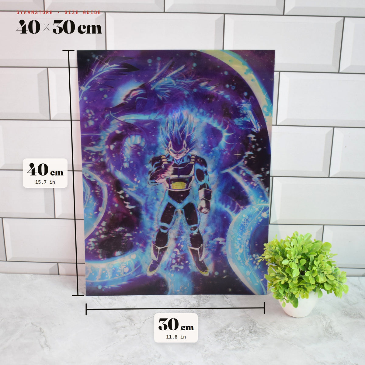 Dragon Ball Vegeta, Goku & Frieza Shenron 3D Lenticular A3 Poster – size guide 40 x 30 cm
