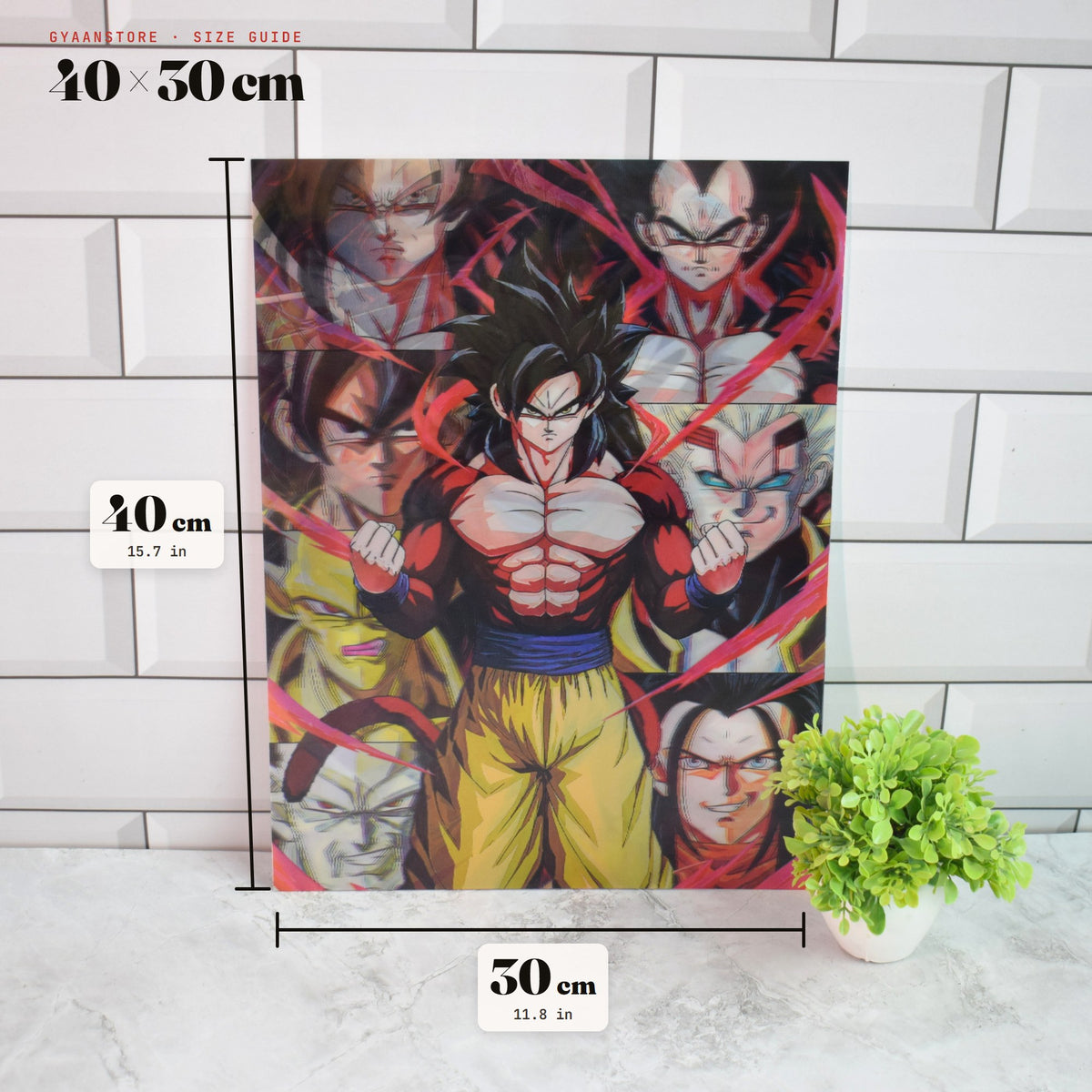 Dragon Ball Z Heroes Collage 3D Lenticular A3 Poster – size guide 40 x 30 cm