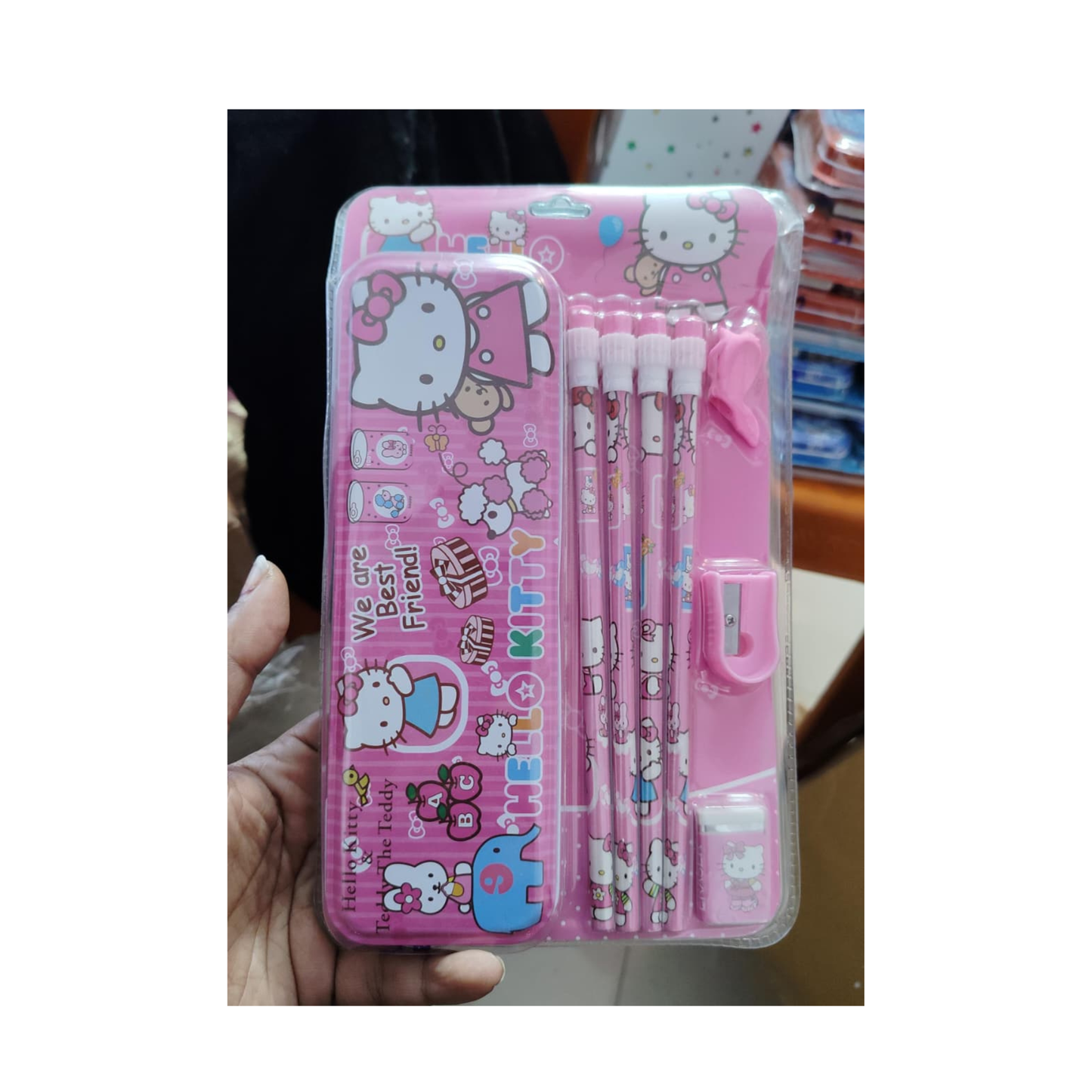 Hello Kitty Kids Stationery Gift Set | Cute Pencil Box, Pencils, Sharpener & Eraser Combo