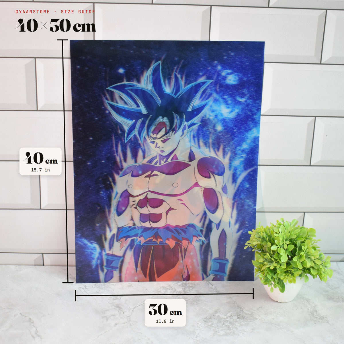 Goku Ultra Instinct & Super Saiyan Blue 3D Lenticular A3 Poster – size guide 40 x 30 cm