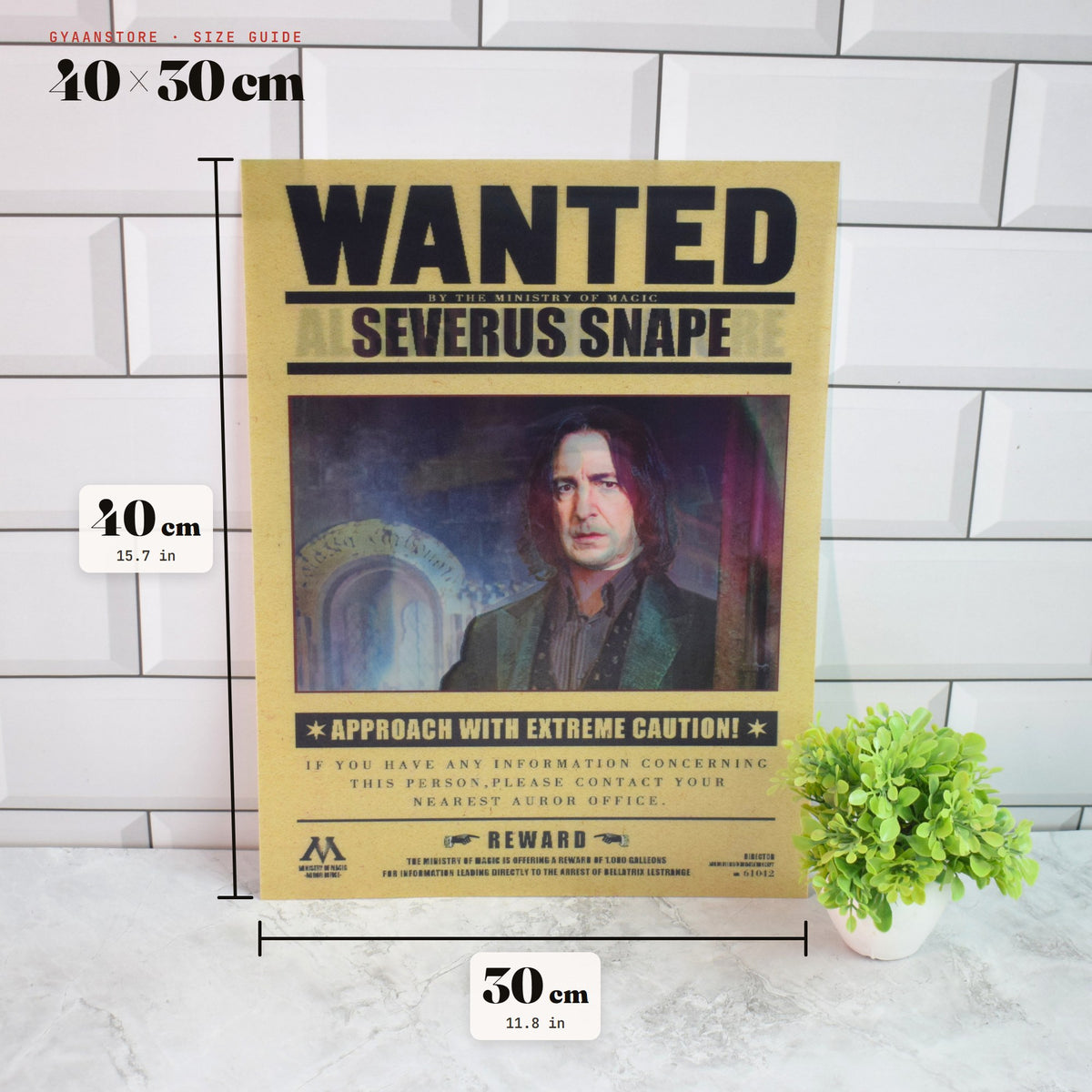 Harry Potter Wanted (Snape, Dumbledore & Sirius) 3D Lenticular A3 Poster – size guide 40 x 30 cm