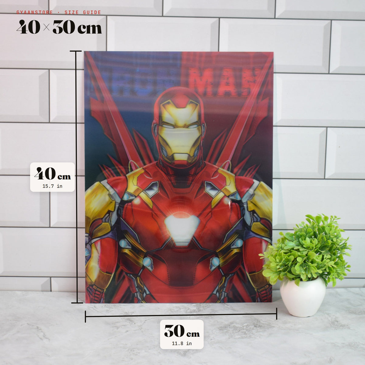 Iron Man Armour Evolution 3D Lenticular A3 Poster – size guide 40 x 30 cm
