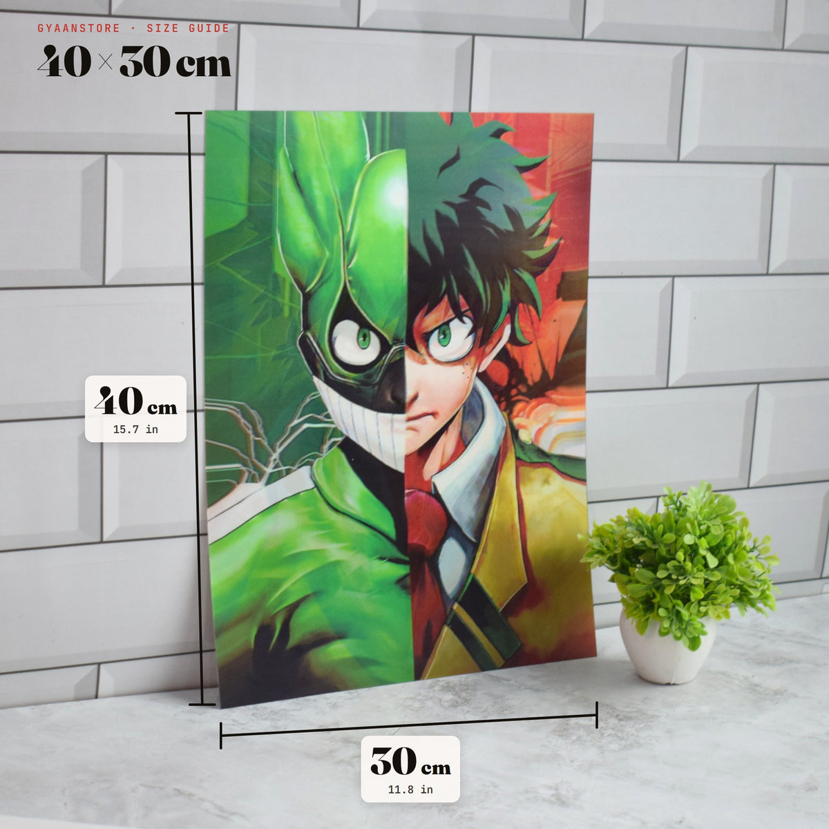 My Hero Academia Deku, Bakugo & Todoroki Split 3D Lenticular A3 Poster – size guide 40 x 30 cm