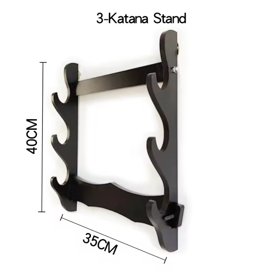 Wall Mount Katana Holder – Three Layer Sword Display Rack (Black) - size guide, about 35 cm wide and 40 cm tall