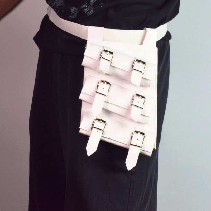 Katana Sword Holder Belt with Triple Strap Holster (Black / White)
