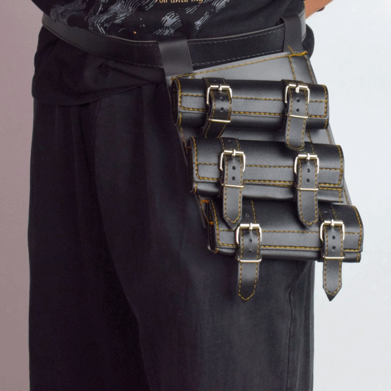 Katana Sword Holder Belt with Triple Strap Holster (Black / White)