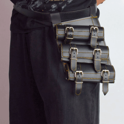 Katana Sword Holder Belt with Triple Strap Holster (Black / White)