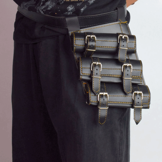 Katana Sword Holder Belt with Triple Strap Holster (Black / White)