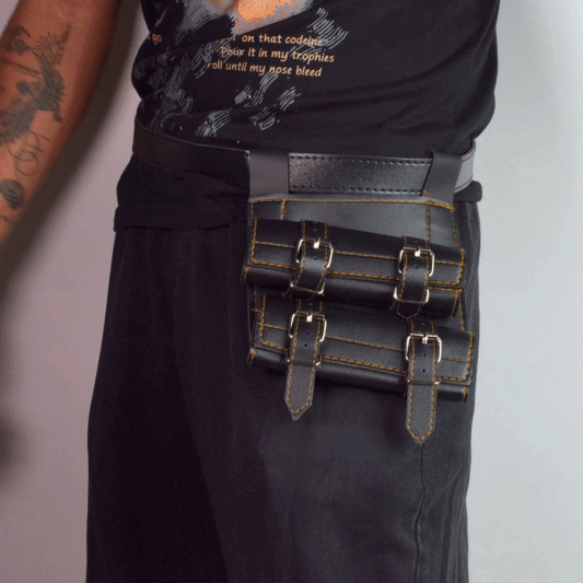 Katana Sword Holder Belt with Dual Holster (Black / White)
