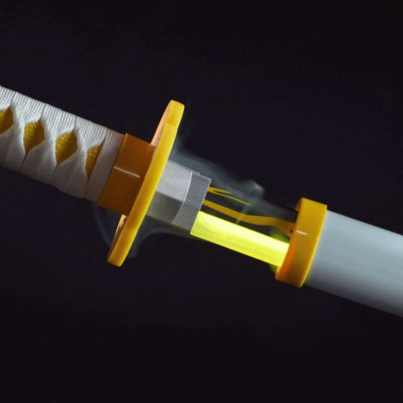 Zenitsu Agatsuma Smoke Katana Sword – Demon Slayer 103cm Multi-Color LED Glowing Blade V2
