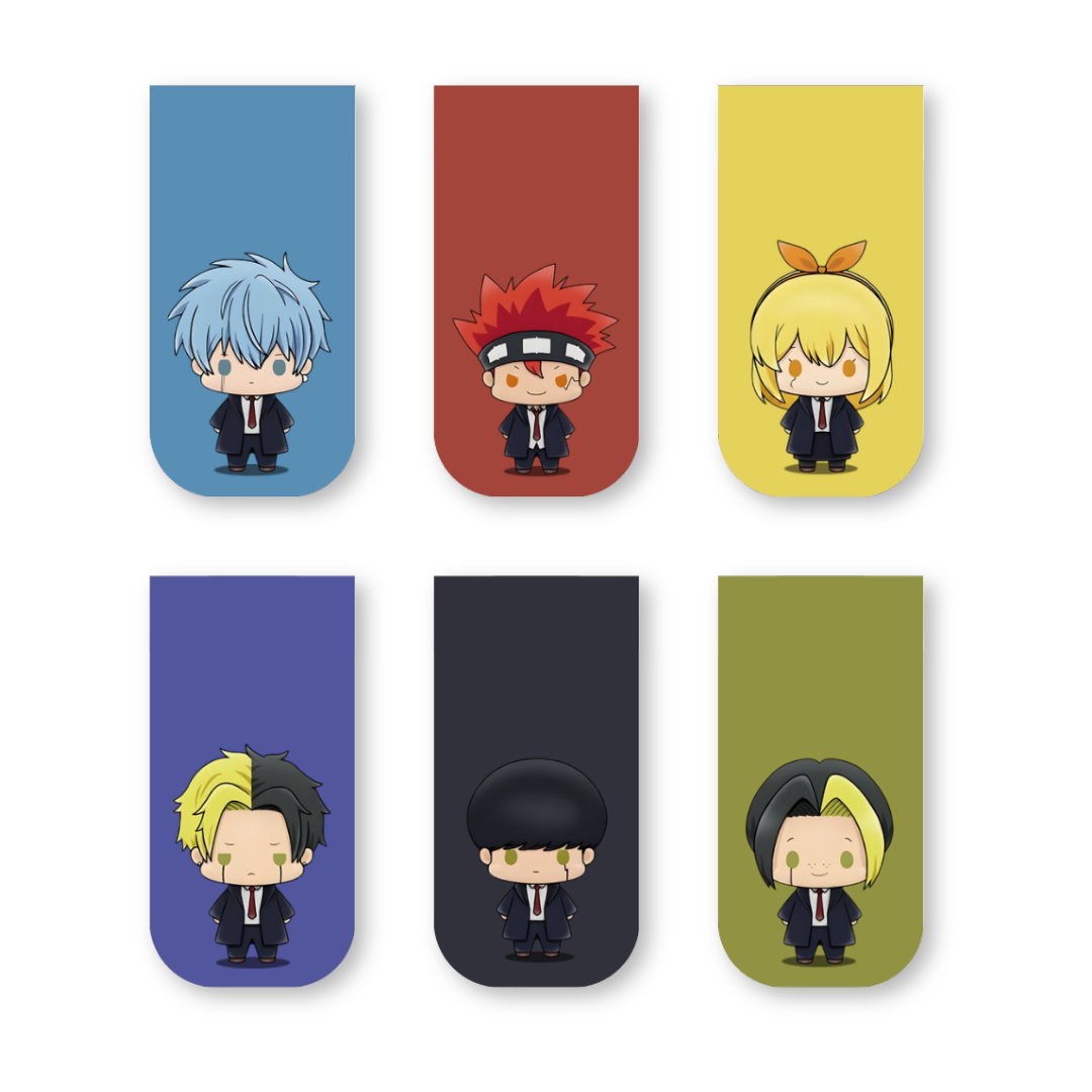 Mashle: Magic and Muscles Magnetic Bookmarks – Set of 6 | Chibi Mash, Dot, Lance & More