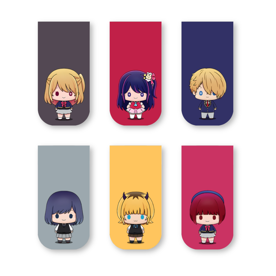 Oshi no Ko Magnetic Bookmarks – Set of 6 | Chibi Ai, Ruby, Aqua, Kana & More