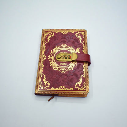 Vintage Lock Diary Notebook – Premium Password Journal with Ornate Cover Red