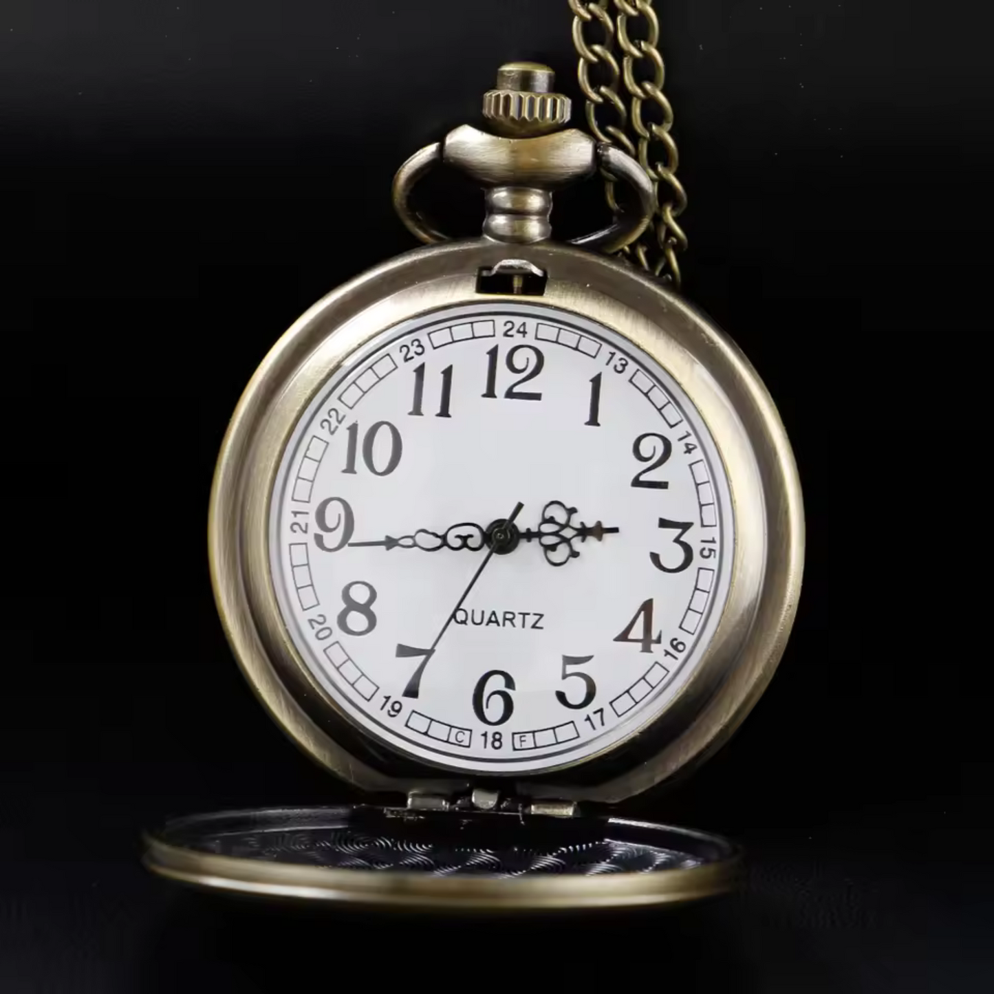 Vintage-style Batman metal pocket watch with keychain attachment featuring the iconic bat symbol