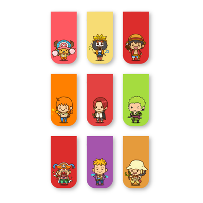 One Piece Magnetic Bookmarks – Set of 9 | Chibi Luffy, Zoro, Nami, Shanks & More