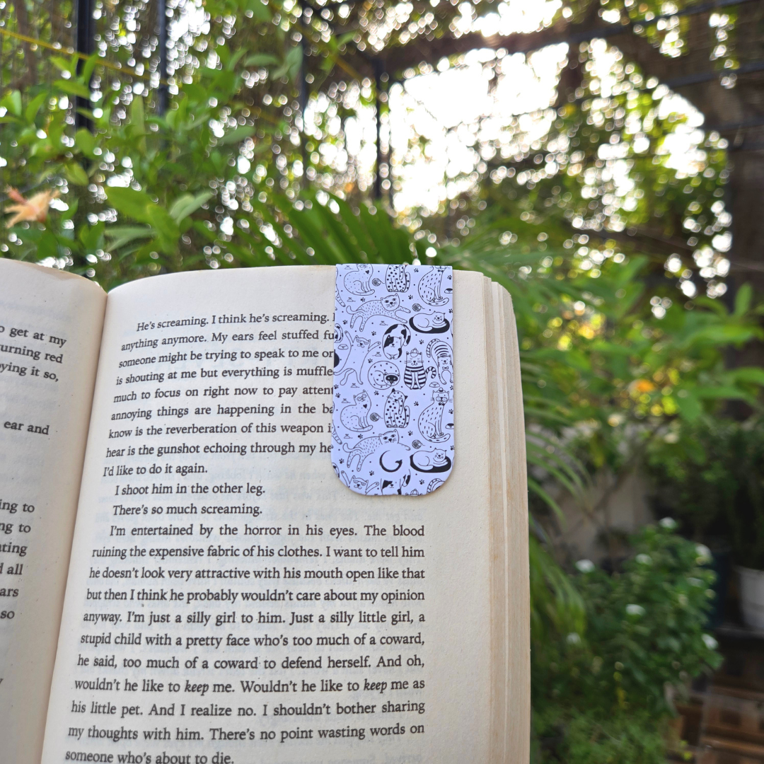 Cute Aesthetic Magnetic Bookmarks – Set of 5 | Cats, Books, Floral & Puppy Designs