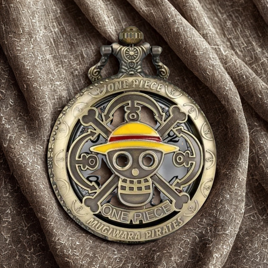 One Piece Luffy Skull Pocket Watch Metal Keychain