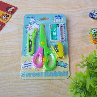 Mini Office Stationery Set with Stapler, Scissors, Washi Tape, 400 Staples, Mixed Colours