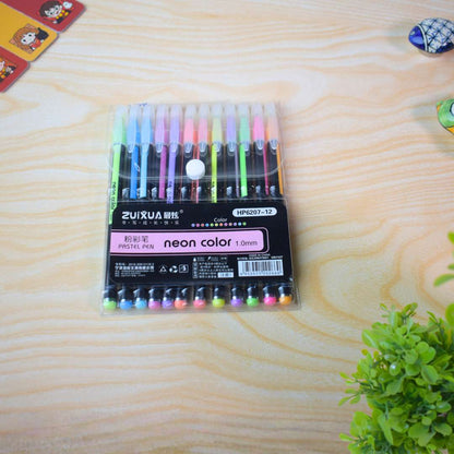 Neon Pastel Gel Pen Set – 12 Colors (1.0 mm) with Storage Case