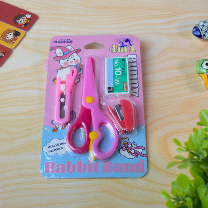 Mini Office Stationery Set with Stapler, Scissors, Washi Tape, 400 Staples, Mixed Colours