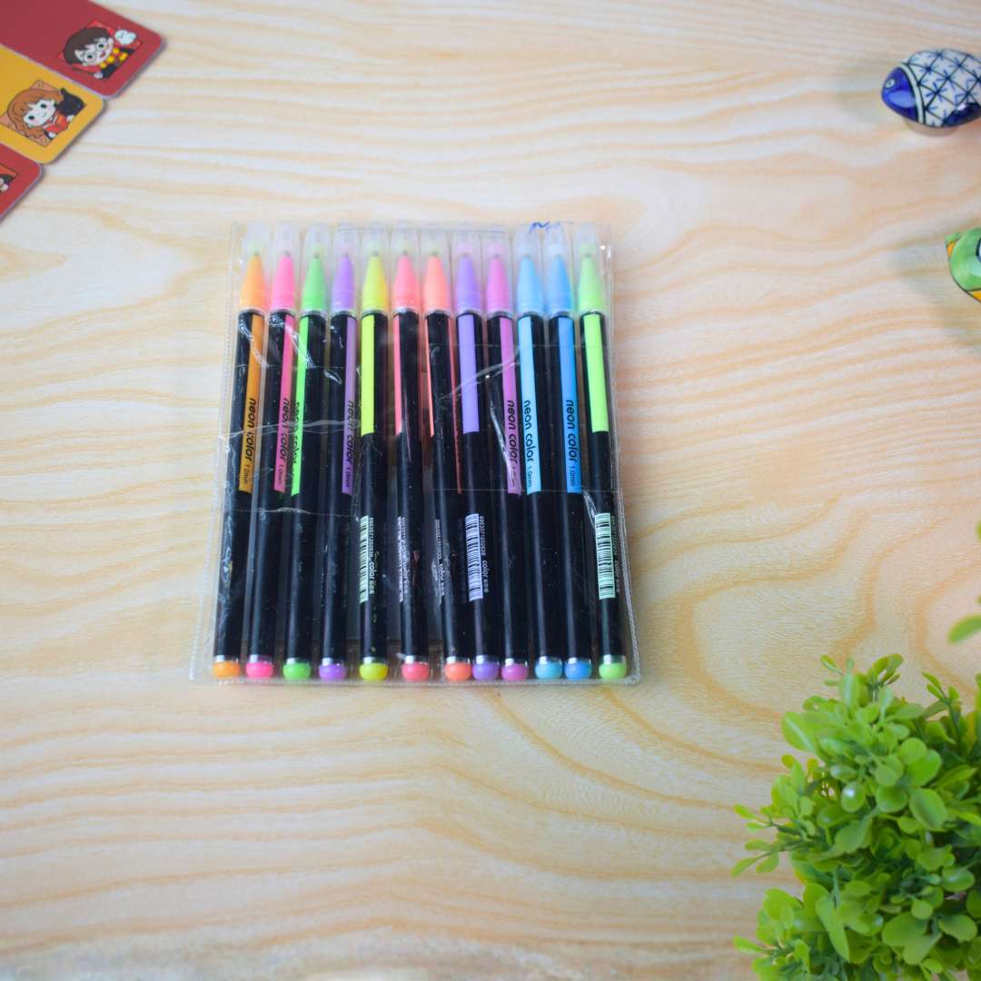 Neon Pastel Gel Pen Set – 12 Colors (1.0 mm) with Storage Case