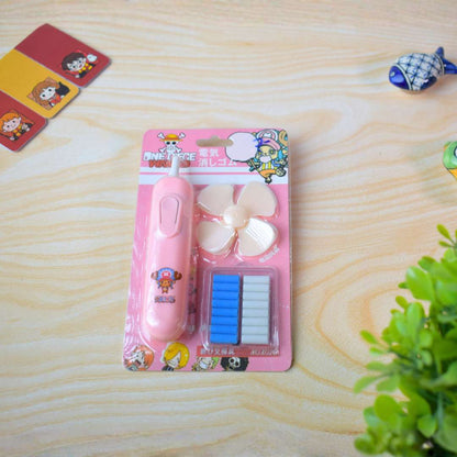 Anime Electric Eraser Set – One Piece Ace Theme with Refill & Fan