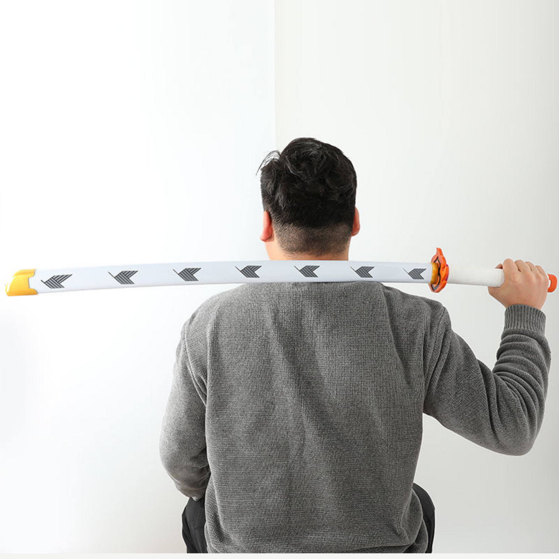 Demon Slayer Rengoku cosplay sword in white and orange colors