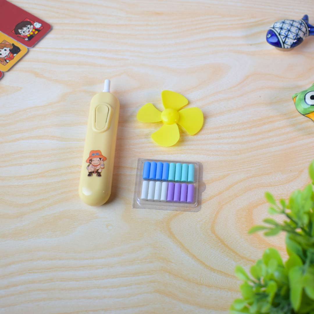 Anime Electric Eraser Set – One Piece Ace Theme with Refill & Fan