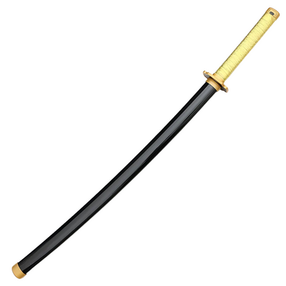 Tsugikuni Yoriichi wooden Nichirin katana with black blade and golden handle