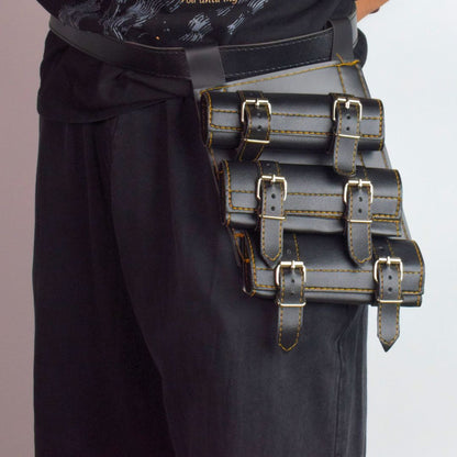 Katana Sword Holder Belt with Triple Strap Holster (Black / White)
