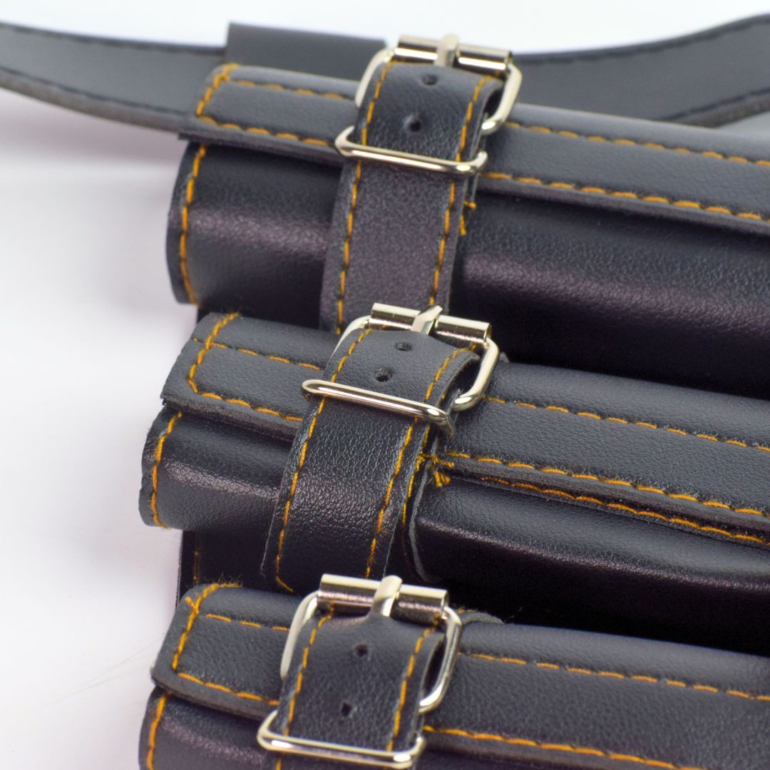 Katana Sword Holder Belt with Triple Strap Holster (Black / White)