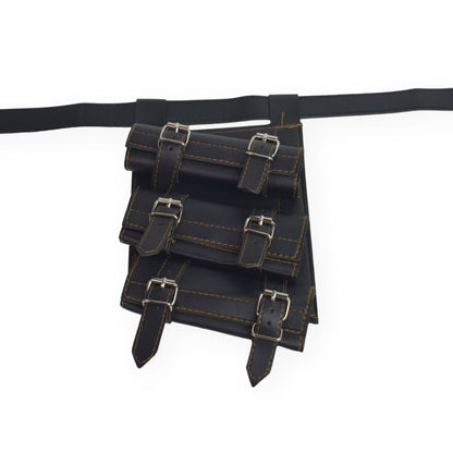 Katana Sword Holder Belt with Triple Strap Holster (Black / White)