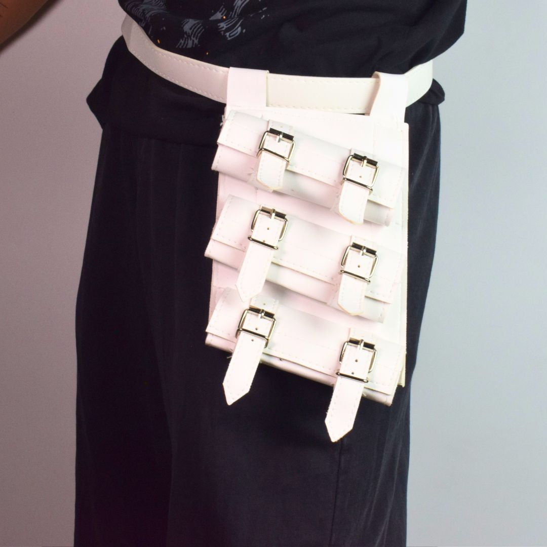 Katana Sword Holder Belt with Triple Strap Holster (Black / White)