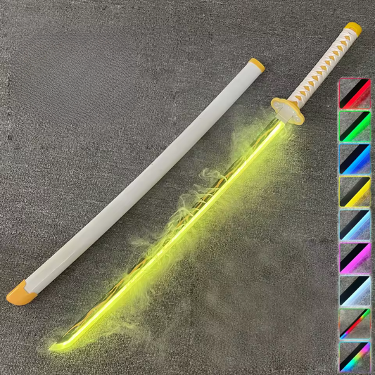 Zenitsu Agatsuma Smoke Katana Sword – Demon Slayer 103cm Multi-Color LED Glowing Blade V2