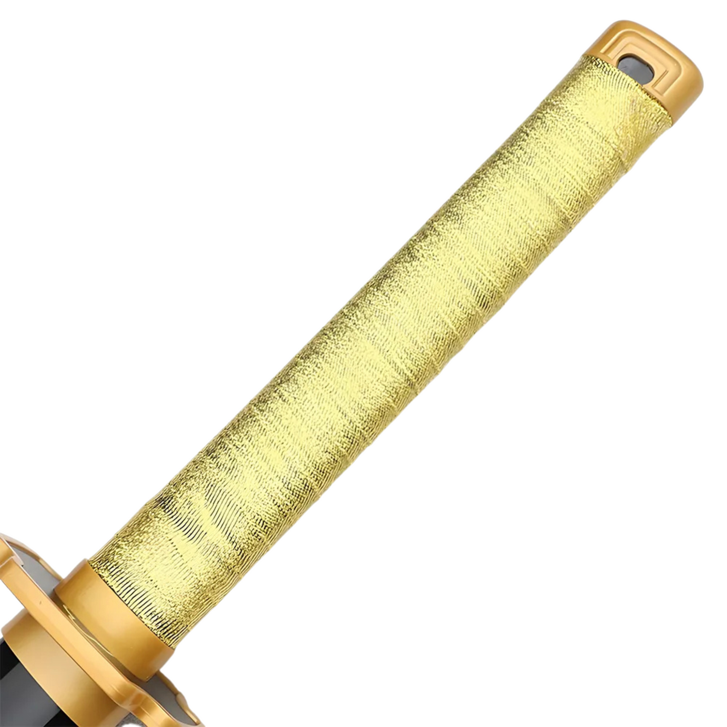 Tsugikuni Yoriichi wooden Nichirin katana with black blade and golden handle