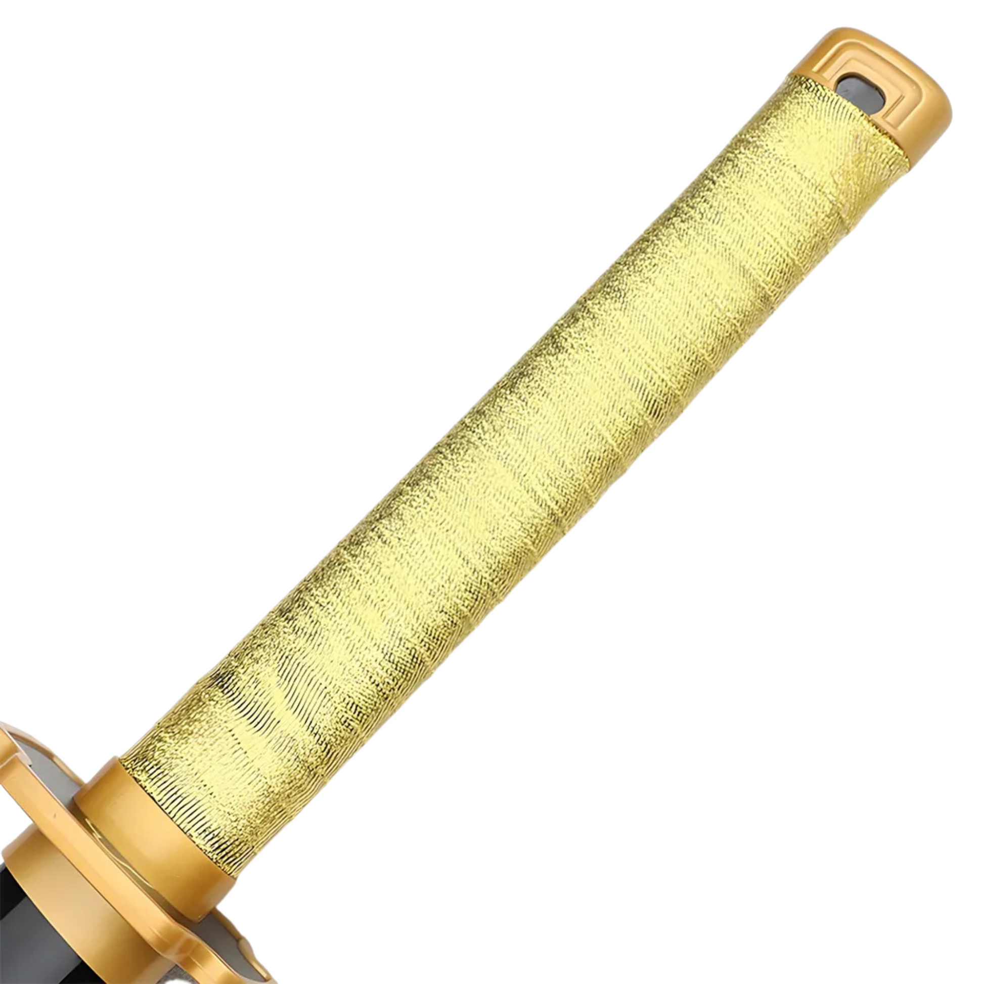 Tsugikuni Yoriichi wooden Nichirin katana with black blade and golden handle
