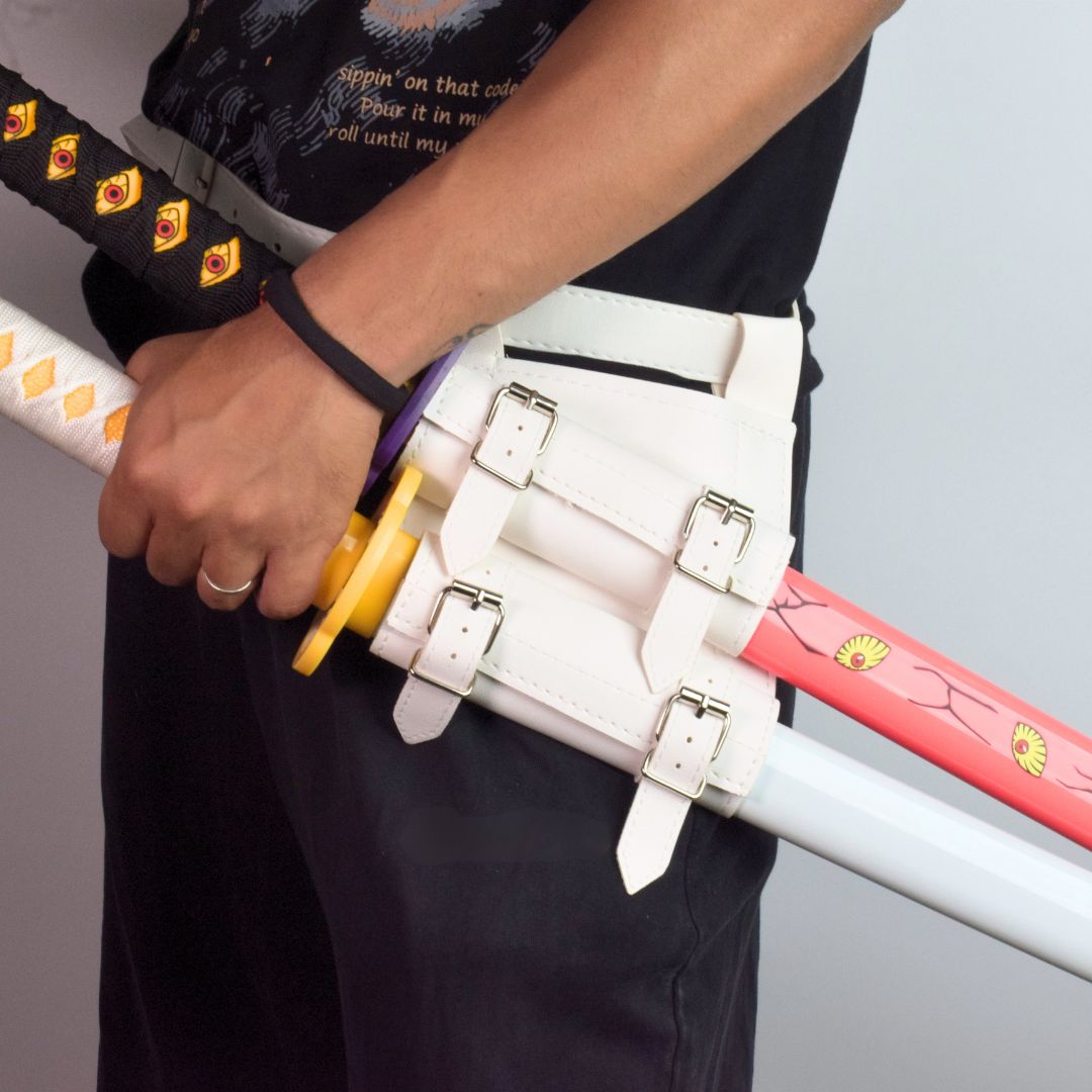 Katana Sword Holder Belt with Dual Holster (Black / White)