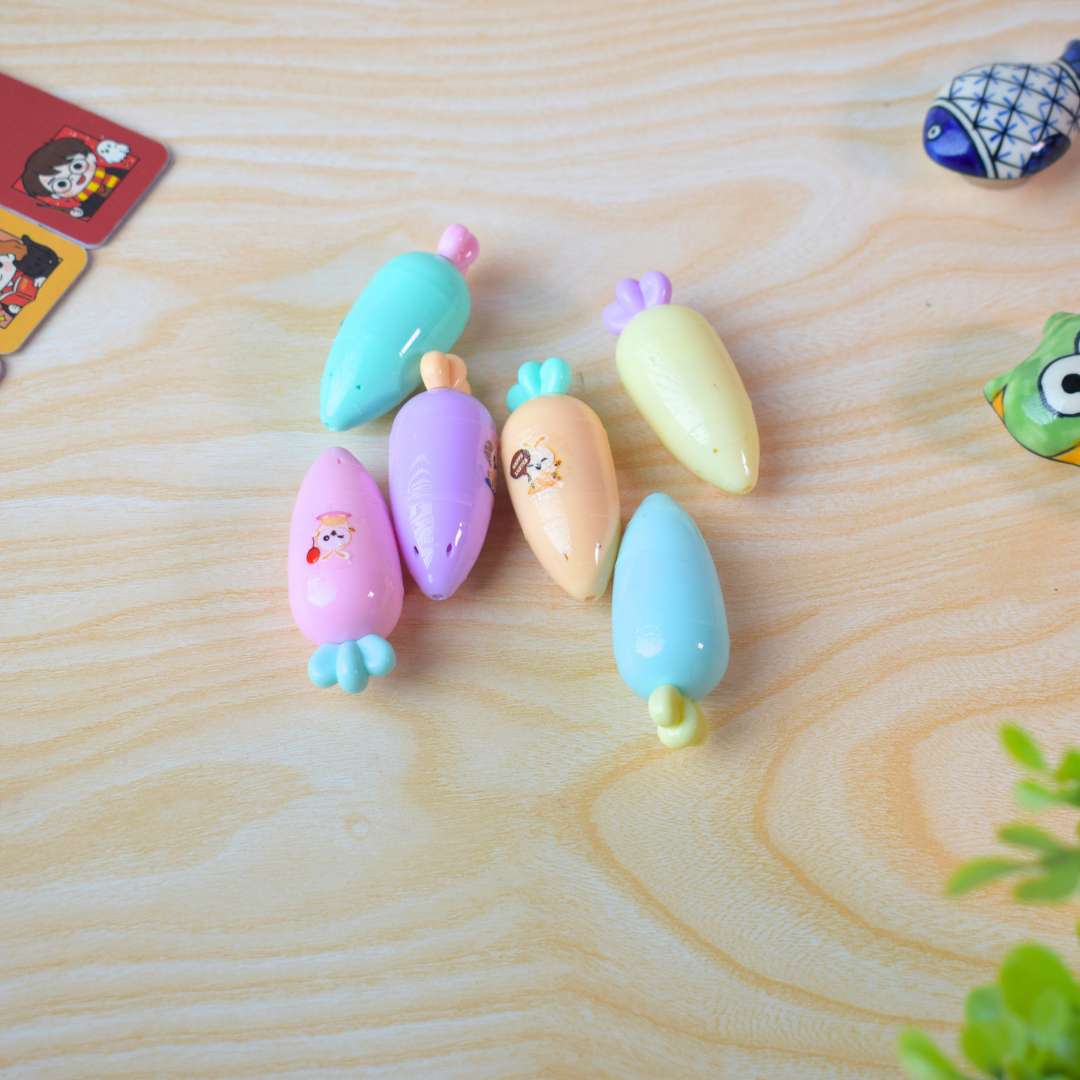 Fun Carrot Highlighters - Set of 6 Vibrant Colors