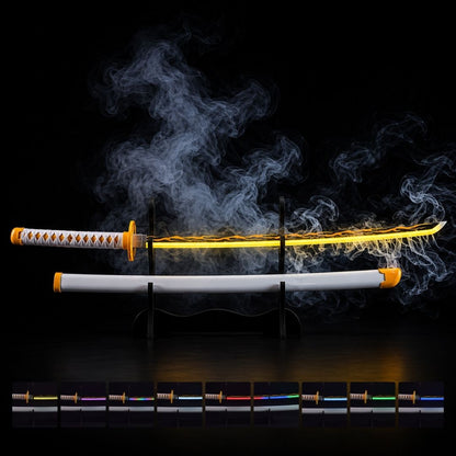 Zenitsu Agatsuma Smoke Katana Sword – Demon Slayer 103cm Multi-Color LED Glowing Blade V2
