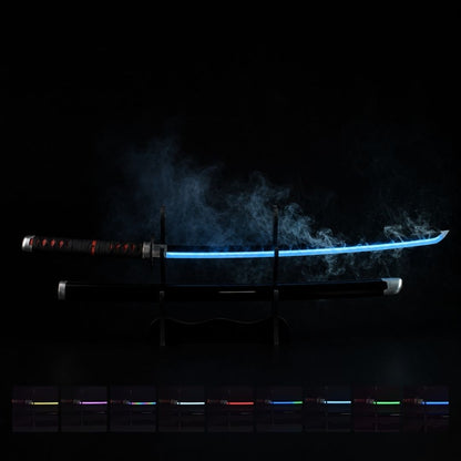Tanjiro Kamado Black Smoke Katana Sword – Demon Slayer 103cm Multi-Color LED Glowing Blade V2