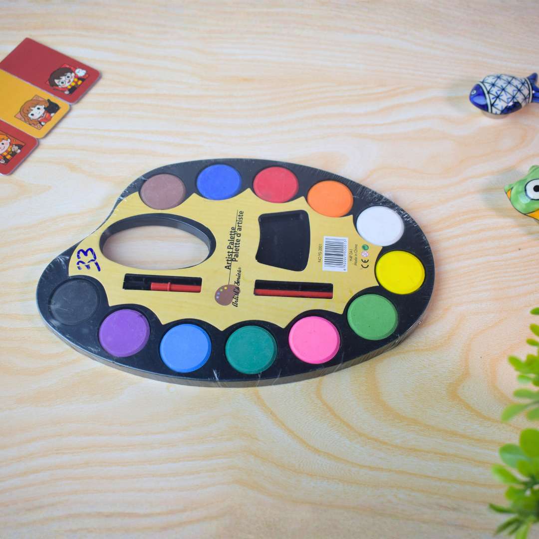 Artist Water Color Palette – 12 Shade Painting Set with Brush
