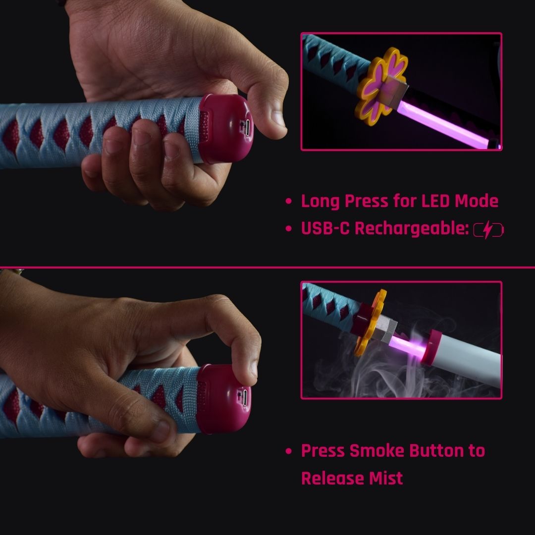 Mitsuri Kanroji Smoke Katana Sword – Demon Slayer 103cm Multi-Color LED Glowing Blade V2