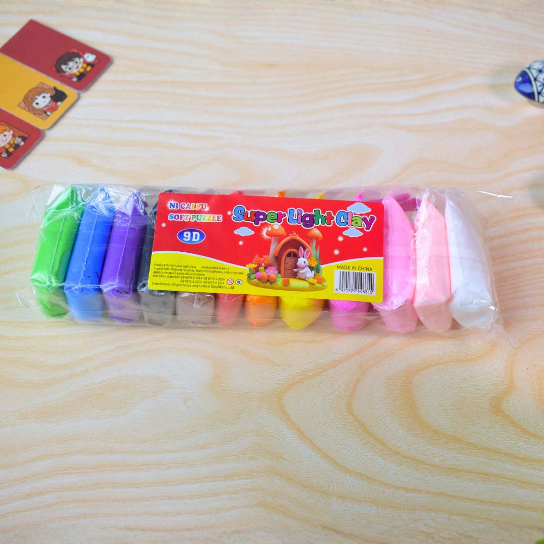 Super Light Clay 12 Pcs | Soft Air-Dry Modeling Clay Set for Kids Art & DIY Crafts