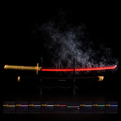 Yoriichi Tsugikuni Smoke Katana Sword – Demon Slayer 103cm Multi-Color LED Glowing Blade V2