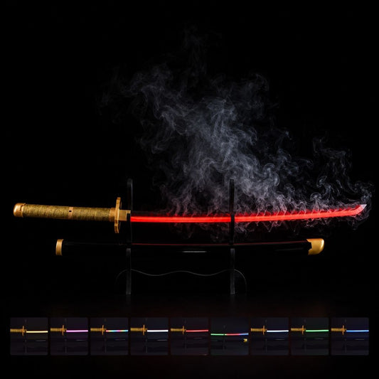 Yoriichi Tsugikuni Smoke Katana Sword – Demon Slayer 103cm Multi-Color LED Glowing Blade V2